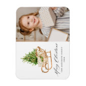 Boho Waterverf Kerstkledifoto Magneet (Verticaal)