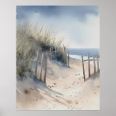 Boho Waterverf Kustpanorama Kunst Poster (Voorkant)