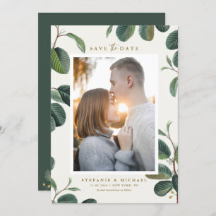 Boho Waterverf laat botanische foto achter Save The Date