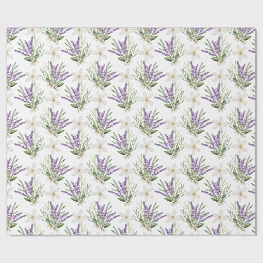 Boho Waterverf Lavendel Bloem Bruiloft Cadeaupapier (Vlak)