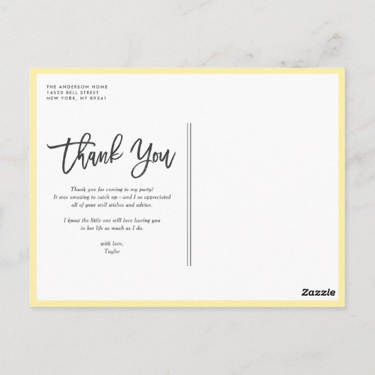 Boho Waterverf Lemon Krans Dank u Briefkaart (Achterkant)