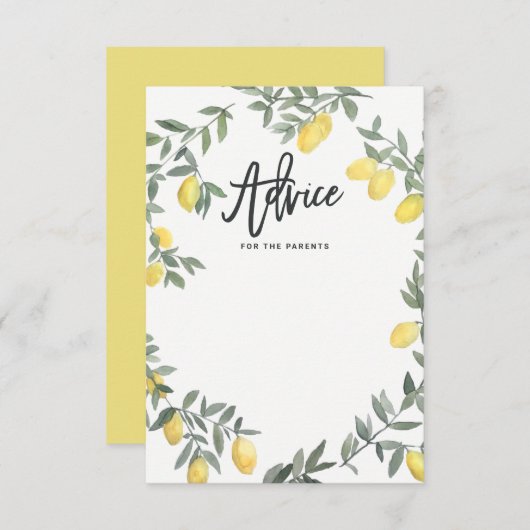 Boho Waterverf Lemon Wreath Advice Kaart (Voorkant / Achterkant)