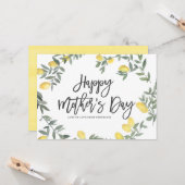 Boho Waterverf Lemon Wreath Happy Moederdag Kaart (Voorkant / Achterkant in situ)