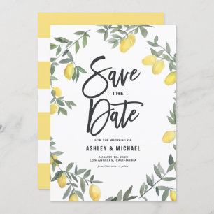 Boho Waterverf Lemon Wreath Save The Date