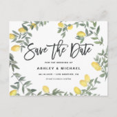 Boho Waterverf Lemon Wreath Summer Save the Date Briefkaart (Voorkant)