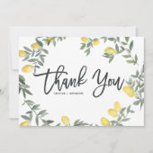 Boho Waterverf Lemon Wreath Summer Wedding Bedankkaart (Voorkant)