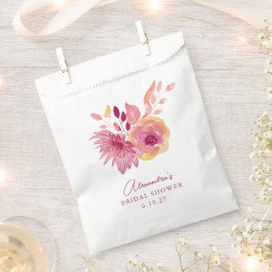 Boho Waterverf Magenta Rode Bloemen Bruiloft Feest Bedankzakje