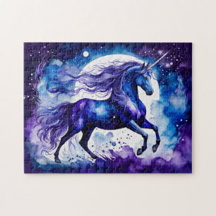 Boho Waterverf majestueuze blauwe eenhoorn onder s Legpuzzel