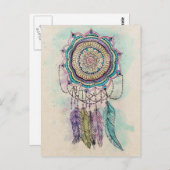 Boho Waterverf Mandala Dreamcatcher Briefkaart (Voorkant / Achterkant)