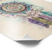 Boho Waterverf Mandala Dreamcatcher Foto Afdruk (Hoek)