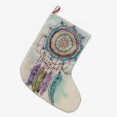 Boho Waterverf Mandala Dreamcatcher Grote Kerstsok (Voorkant (Hangend))