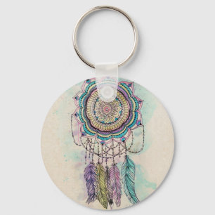 Boho Waterverf Mandala Dreamcatcher Sleutelhanger