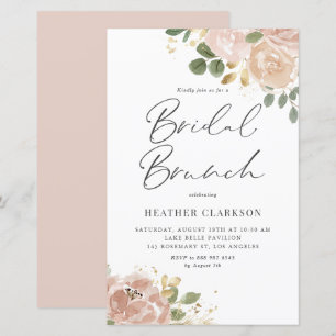 Boho Waterverf Mauve Peach Bloemen Bruidsbrunch