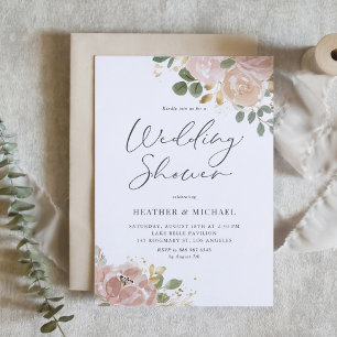 Boho Waterverf Mauve Peach Bloemen Trouwdouche Kaart