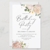 Boho Waterverf Mauve Peach Bloemen Verjaardagsfees (Voorkant)