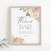 Boho Waterverf Mauve Peach Bloemenbar Poster