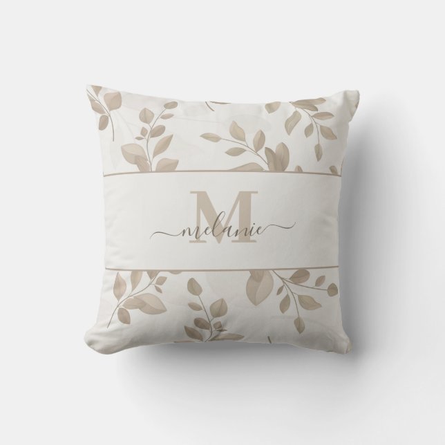 Boho Waterverf Monogram Aangepaste naam Kussen (Voorkant)