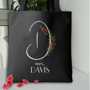 Boho waterverf monogram letter D Draagtas