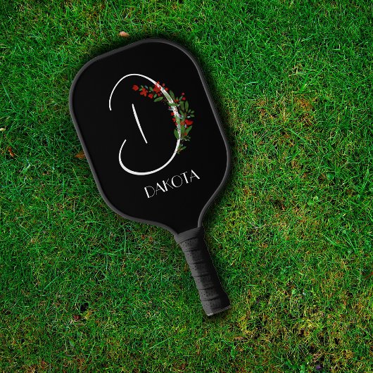 Boho waterverf monogram letter D zwart Pickleball Paddle