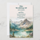 Boho Waterverf Mountain bruiloft Kaart (Voorkant)