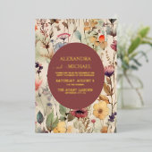 Boho Waterverf Muted Tones Wildflower Wedding Folie Uitnodiging (Staand Voorkant)