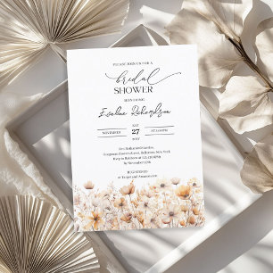 Boho waterverf neutraal kleuren wilde bloemen brui kaart