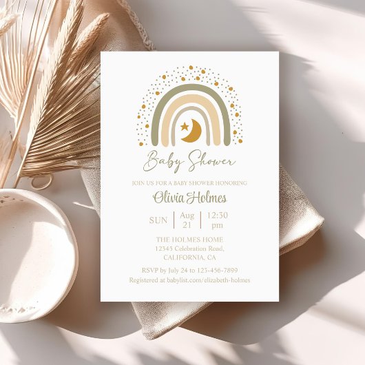 Boho Waterverf Neutral Rainbow Baby shower Kaart