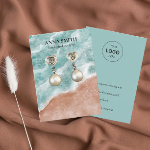 Boho Waterverf Ocean Stud Earring Display Visitekaartje