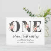 Boho Waterverf ONE 1st Birthday Girl Kaart (Staand voorkant)