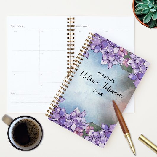 Boho Waterverf Paars Lavender Hydrangea Lijst Planner
