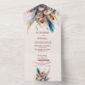 Boho Waterverf Pampas Grass Bruiloft All In One Uitnodiging (Binnen)