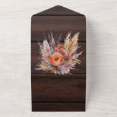 Boho Waterverf Pampas Grass Bruiloft All In One Uitnodiging (Buitenkant)