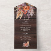 Boho Waterverf Pampas Grass Bruiloft All In One Uitnodiging (Binnen)