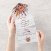 Boho Waterverf Pampas Grass Bruiloft All In One Uitnodiging (Afscheurbaar)