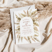 Boho Waterverf Pampas Grass Bruiloft Kaart