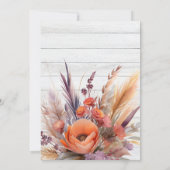 Boho Waterverf Pampas Grass Bruiloft Save The Date (Achterkant)
