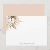 Boho Waterverf Pampas Grass Gepersonaliseerd Notitiekaartje (Voorkant / Achterkant)