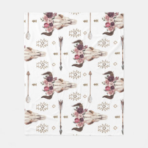 Boho waterverf: pijlen, schedelpatroon. fleece deken