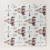 Boho waterverf: pijlen, schedelpatroon. legpuzzel (Horizontaal)