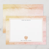 Boho Waterverf Pink Apple-leraar Notitiekaartje (Voorkant / Achterkant)