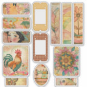 Boho  Waterverf Pink Junk Journal Sticker (Voorkant)