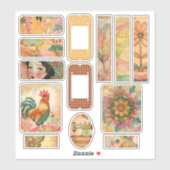 Boho  Waterverf Pink Junk Journal Sticker (Vel)