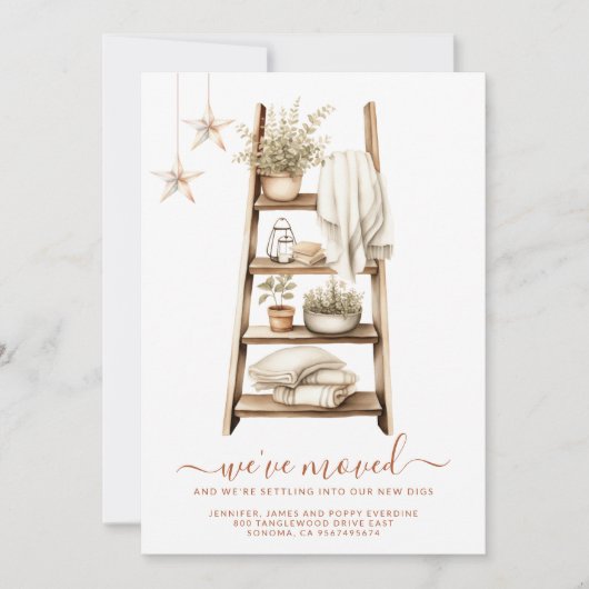 Boho Waterverf Plant Plank Verhuizen Aankondiging (Voorkant)