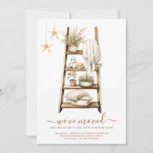 Boho Waterverf Plant Plank Verhuizen Aankondiging