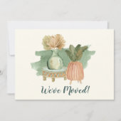 Boho Waterverf Planten Bewegd Nieuw Adres Aankondiging (Voorkant)