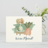 Boho Waterverf Planten Bewegd Nieuw Adres Aankondiging (Staand voorkant)