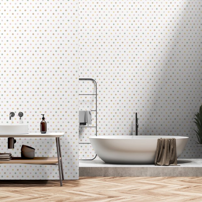 Boho Waterverf Polka Dots Behang (Badkamer)