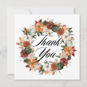Boho Waterverf pompoenen krans herfstbruiloft Bedankkaart (Voorkant)