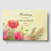 Boho Waterverf Poppies bruiloft Gastenboek (Voorkant)