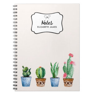 Boho Waterverf potcactus & vetplanten op maat Notitieboek
